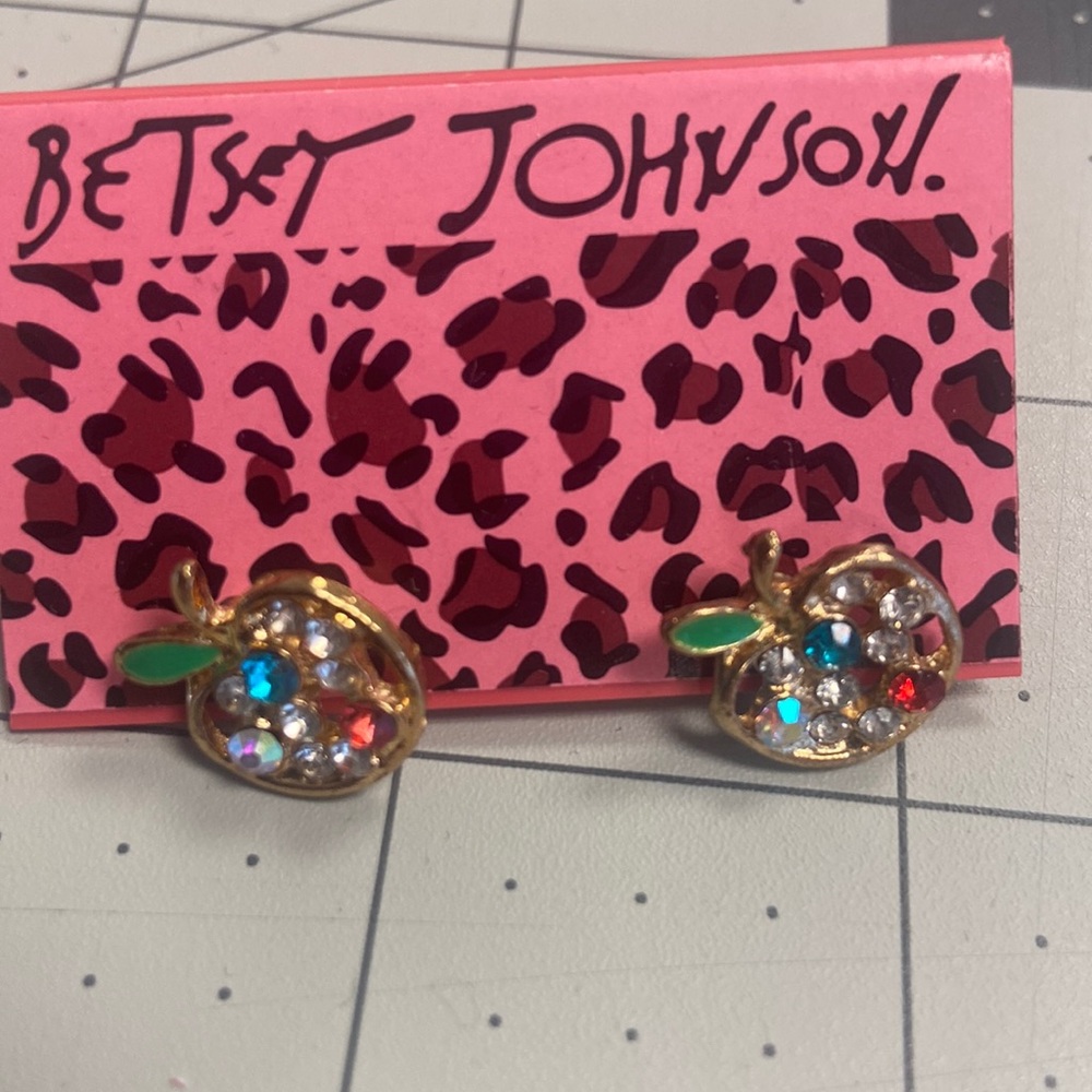 Rhinestone Apple Betsey Johnson Earring’s #77